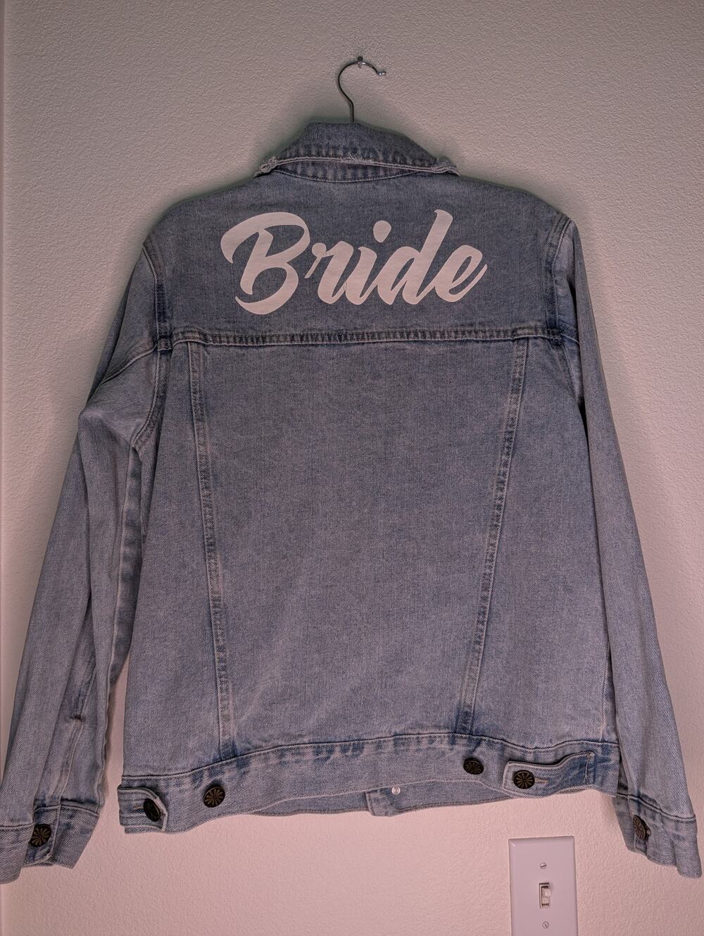 Mumu Blue Women's "Bride" Light Wash Denim Jacket M Bridal Wedding Travel Casual